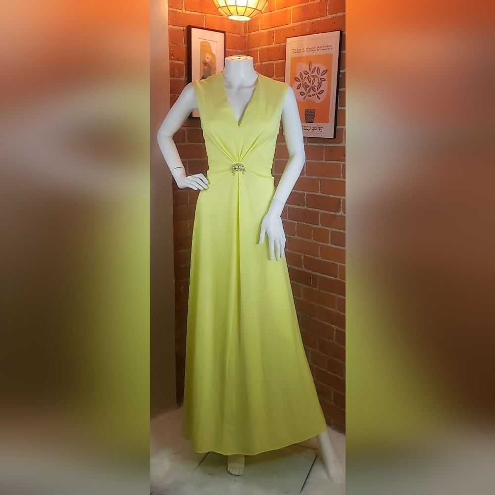 Vintage Lily Lynn Kaftan-Style Gown- Sunshine Yellow with Sparkle